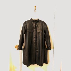 BCBGMAXAZRIA black leather swing dress